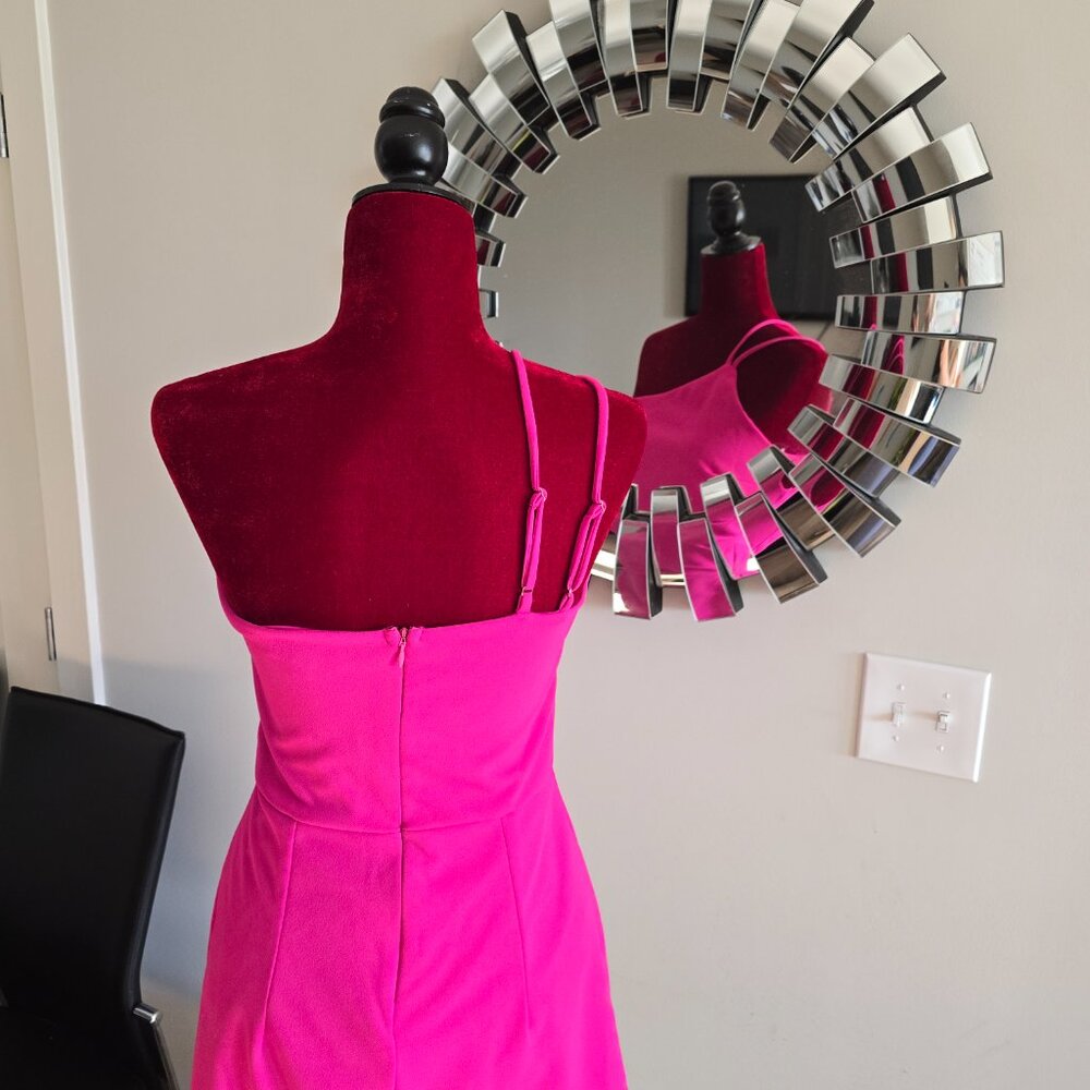 Lulu's Vamp Up Your Style Magenta One-Shoulder Sleeveless Romper - Picture 3 of 5